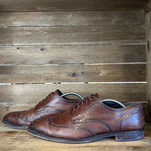 Mens To Boot New York Brown Leather Dressy Wingtip Oxfords Shoes Size 11 D GUC - Picture 2 of 6